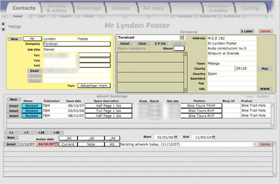 Advertising sales software opening screen